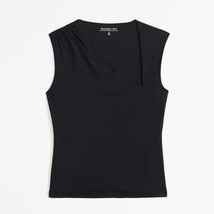 ** NEGOTATION A&F Asymmetrical Draped Top, BLACK
